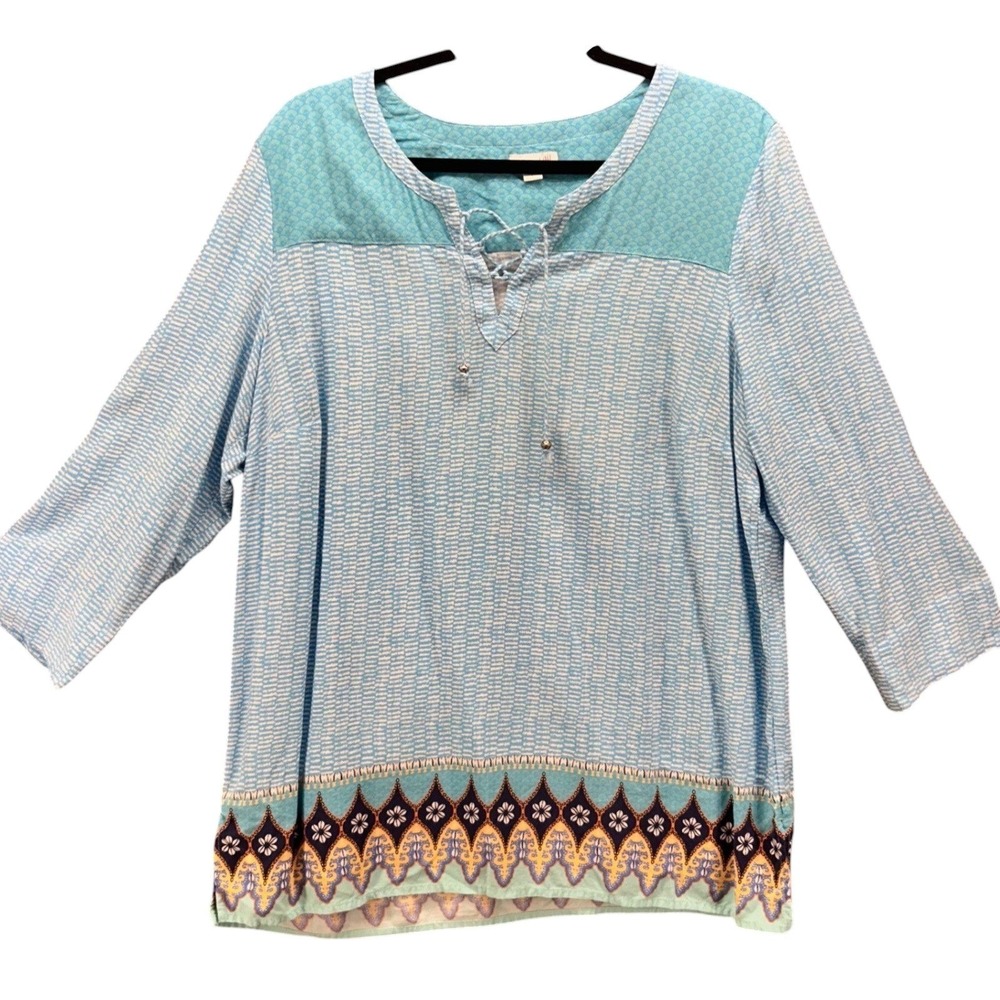 J‎ Jill Tunic Top Blue Large